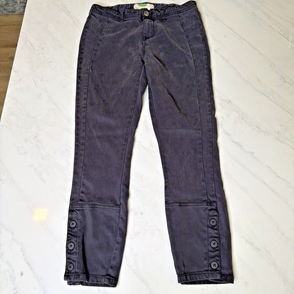 by Anthropologie Button-Hem Cropped Pants Gray 28 Boho Elevated Casual